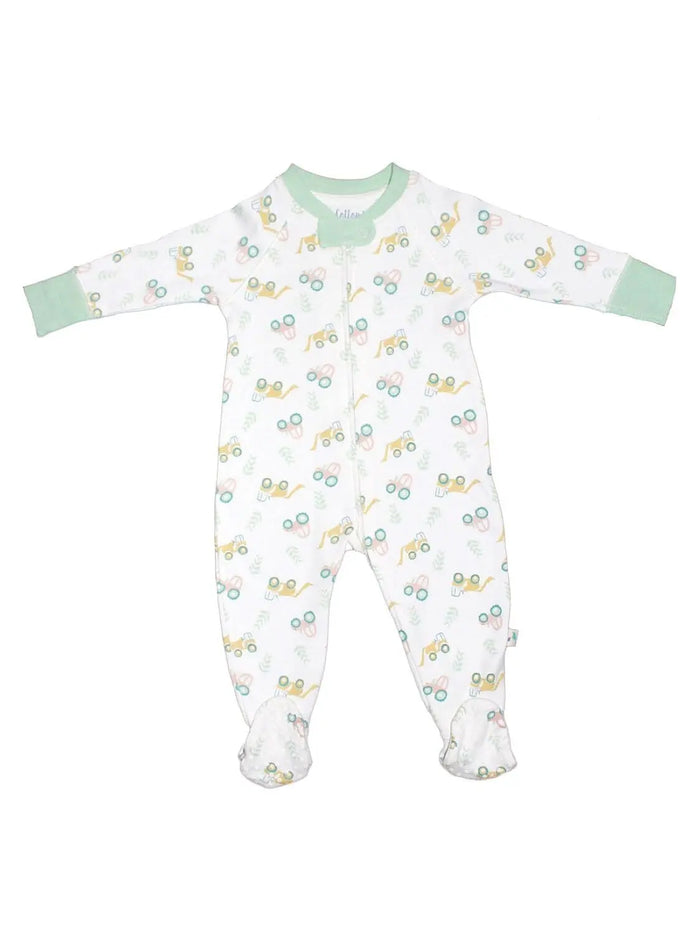 Organic Cotton Zip Up Tractor Sleepsuit Sleepsuit / Babygrow Cotton Boulevard 7-9lb