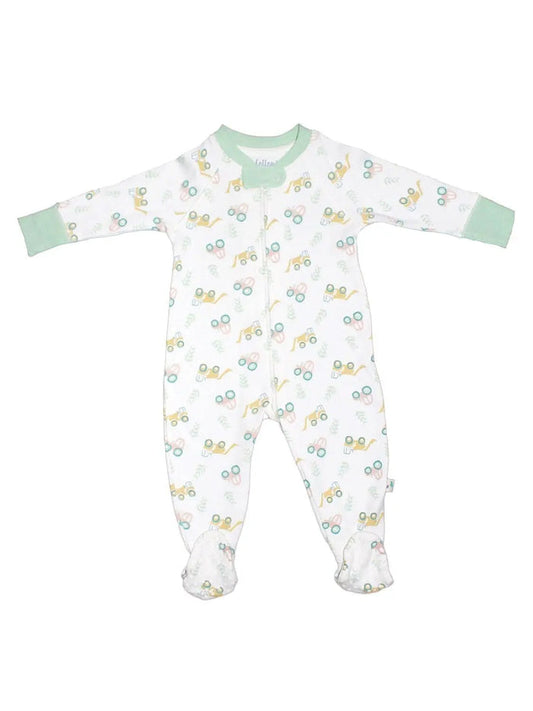 Organic Cotton Zip Up Tractor Sleepsuit Sleepsuit / Babygrow Cotton Boulevard 7-9lb