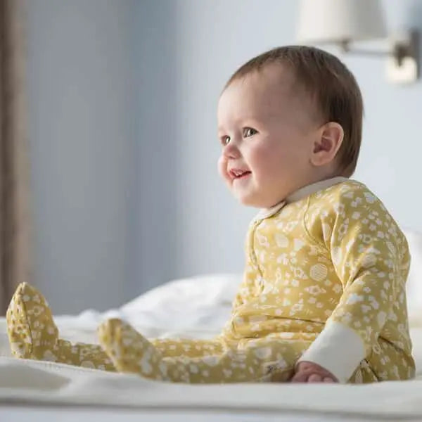 Organic Cotton Zip Up Yellow Bee Sleepsuit Sleepsuit / Babygrow Cotton Boulevard