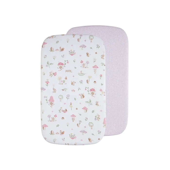 Organic Jersey Bassinet Fitted Sheets 2 Pack - Whimsical Wonderland