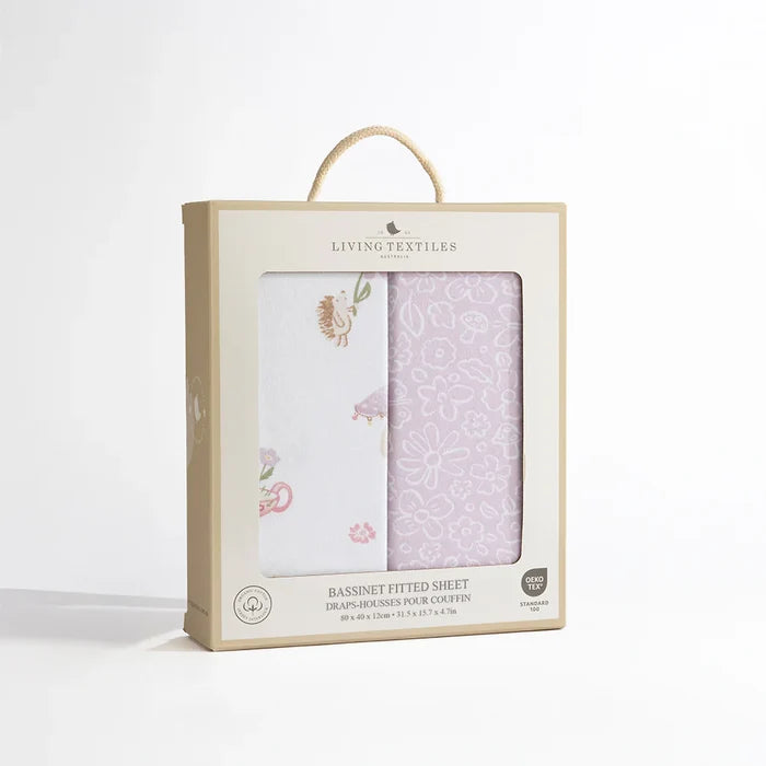 Organic Jersey Bassinet Fitted Sheets 2 Pack - Whimsical Wonderland