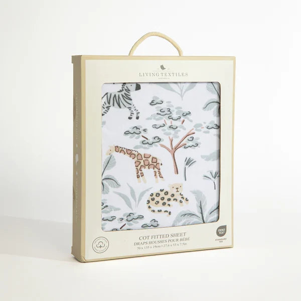 Organic Jersey Fitted Cot Sheet - Wild Safari
