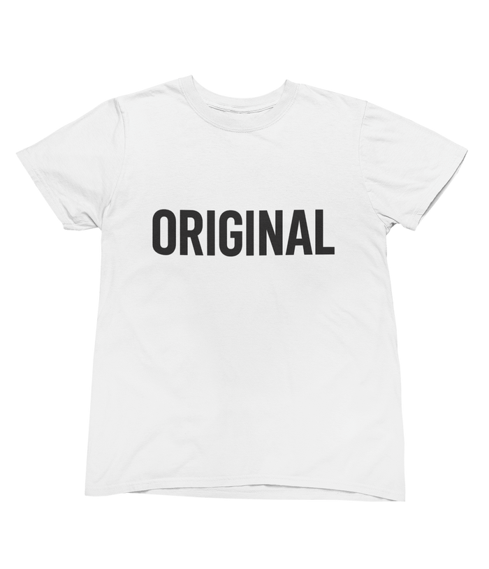 black t-shirt and baby grow with Original and Remix matching parent baby design