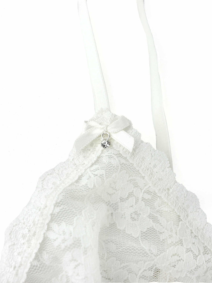 Original Rise Wedding Night Box Set - Crystal Charm & Satin Bow Close-Up, Bridal Lace Bralette Detail | Hanky Panky