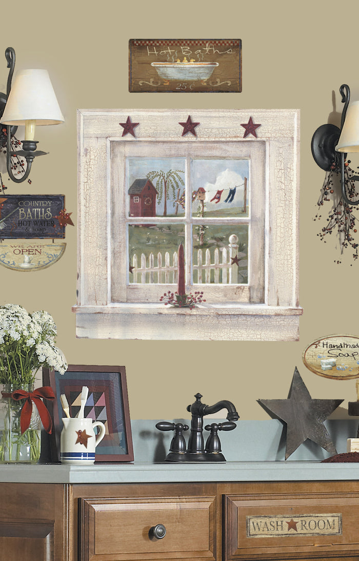 Outhouse Window and Signs Peel & Stick Giant Wall Decal image