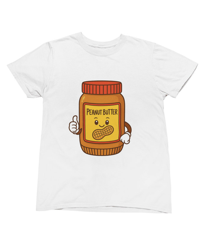 grey t-shirt and baby bodysuit with peanut butter and jam cartoon design