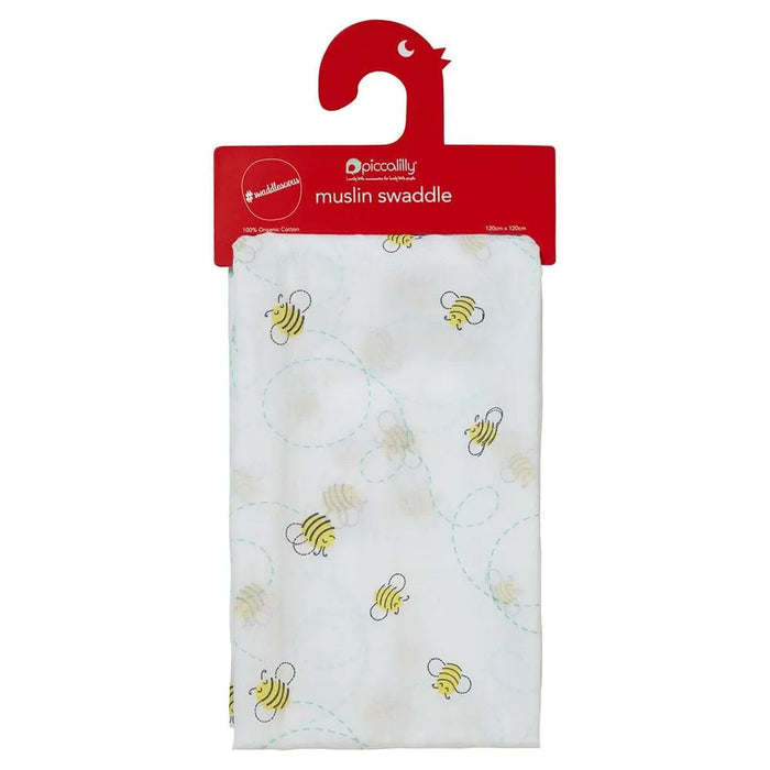 Piccalilly Muslin Swaddle - Honey Bee Swaddle Blanket Piccalilly