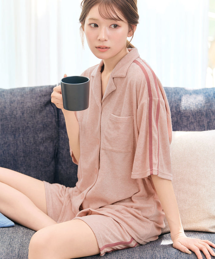 Pile Line Short Sleeve Top and Bottom Set