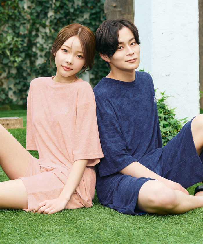 Pile Short Sleeve Top and Bottom Set