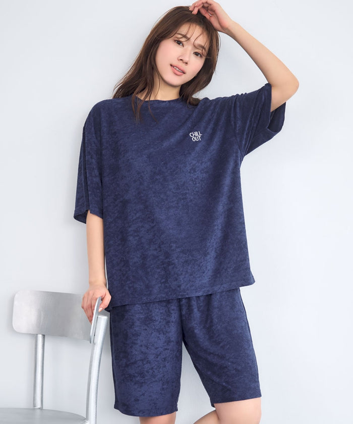 Pile Short Sleeve Top and Bottom Set