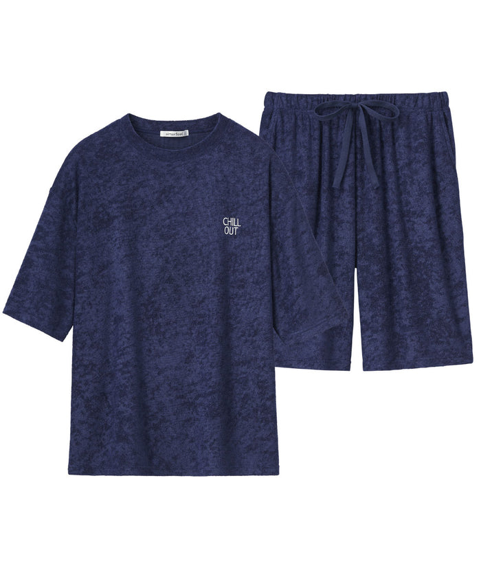 Pile Short Sleeve Top and Bottom Set