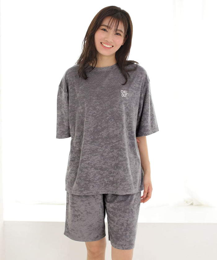 Pile Short Sleeve Top and Bottom Set