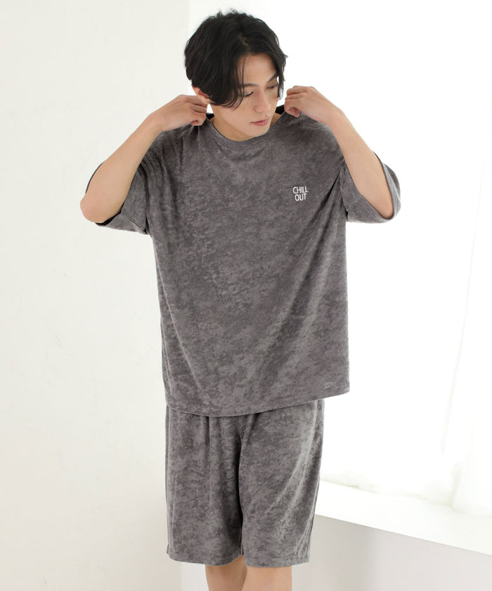 Pile Short Sleeve Top and Bottom Set