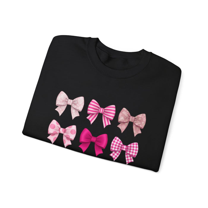 light pink bow collage sweatshirt detail shot coquette design