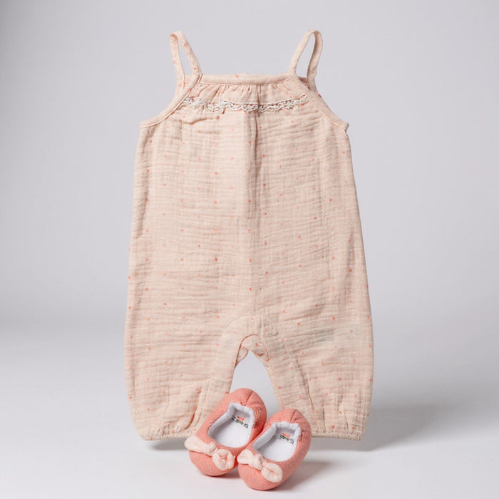 Pink Crinkle Muslin Romper & Shoes Lilly & Jack