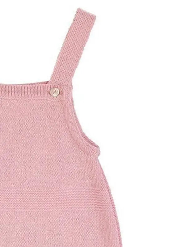 Pink Knitted Early Baby Dungarees Dandelion