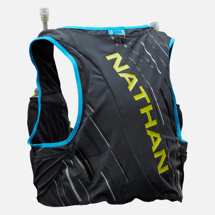 color:Black/Finish Lime||view:SKU image back||seo:Nathan Pinnacle 4 Liter Men's Hydration Race Vest - Black/Finish Lime Green - Back of Pack