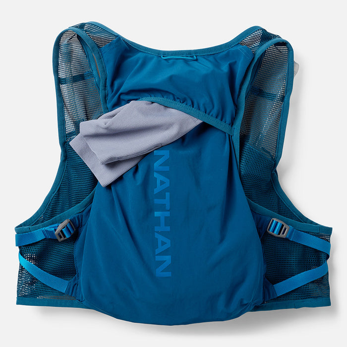 color:Sailor Blue/Deep Blue||seo:Nathan Pinnacle Breeze 4 Liter Unisex Hydration Race Vest - Sailor Blue/Deep Blue -Back Pouch for Storage of Gear