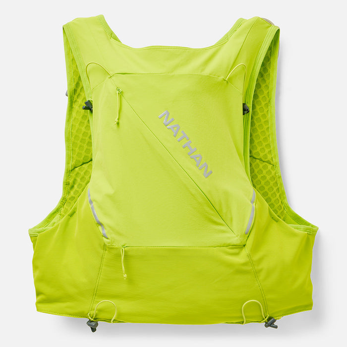 color:Finish Lime/Reflective Silver||view:sku image back||seo:Nathan Pinnacle Pro 12 Liter Unisex Hydration Race Vest - Finish Lime/Reflective Silver - Back of Pack