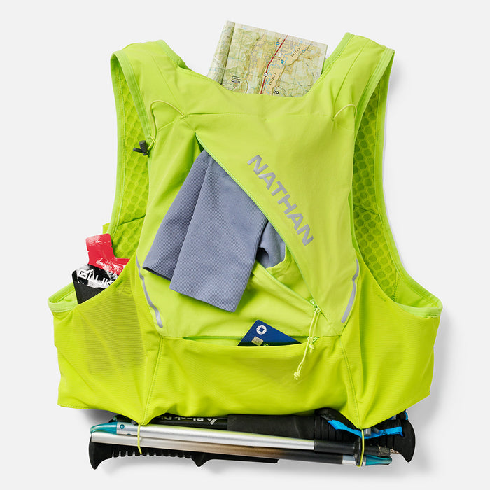 color:Finish Lime/Reflective Silver||seo: Nathan Pinnacle Pro 12 Liter Unisex Hydration Race Vest -Finish Lime/Reflective Silver - Multiple Back Pockets for Storage of Energy Gels, Maps or Credit Cards/ID