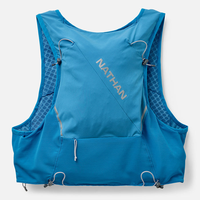 color:Electric Blue/Reflective Silver||view:sku image back||seo:Nathan Pinnacle Pro 6 Liter Unisex Hydration Race Vest - Electric Blue/Reflective Silver - Back of Pack