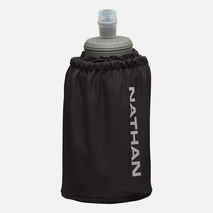 color:Black/Reflective Silver||view:sku image primary||seo:Nathan Pinnacle Soft 18oz Flask Handheld  - Black/Reflective Silver - Front Hero View