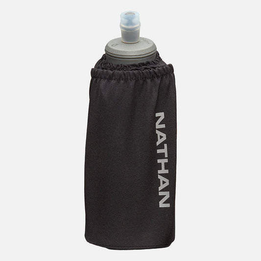 color:Black/Reflective Silver||view:sku image primary||seo:Nathan Pinnacle Soft 18oz Flask Insulated Handheld  - Black/Reflective Silver - Front Hero View