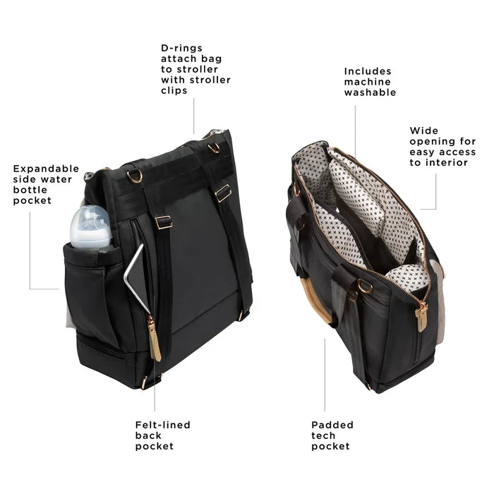 Pivot 2 in 1 Nappy Bag Tote & Backpack - Sand & Black