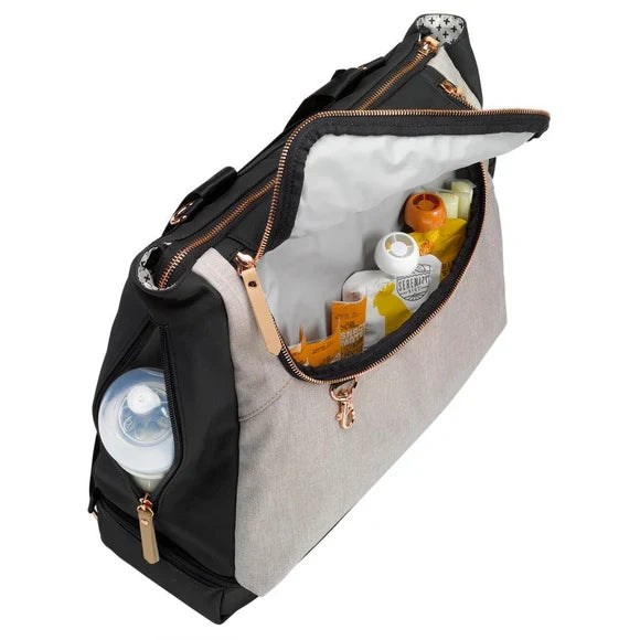 Pivot 2 in 1 Nappy Bag Tote & Backpack - Sand & Black
