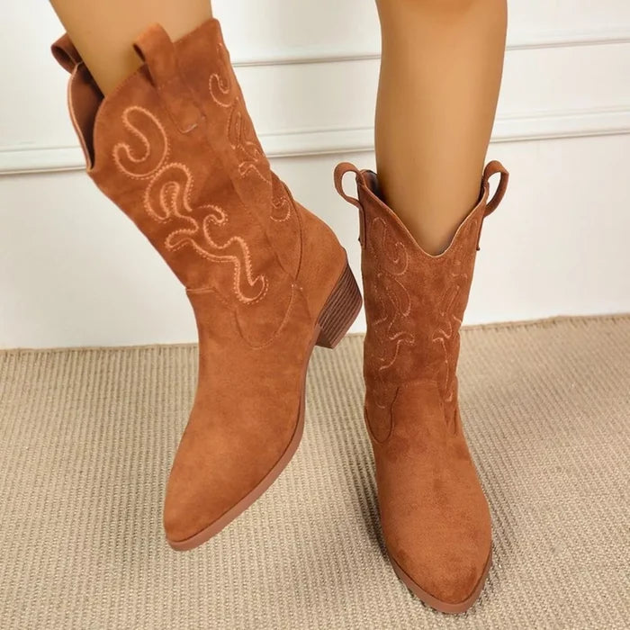 Point Toe Block Heels Boots