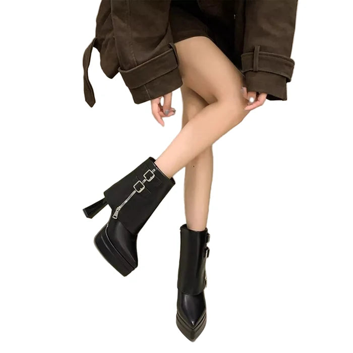 Point Toe High Heels Boots
