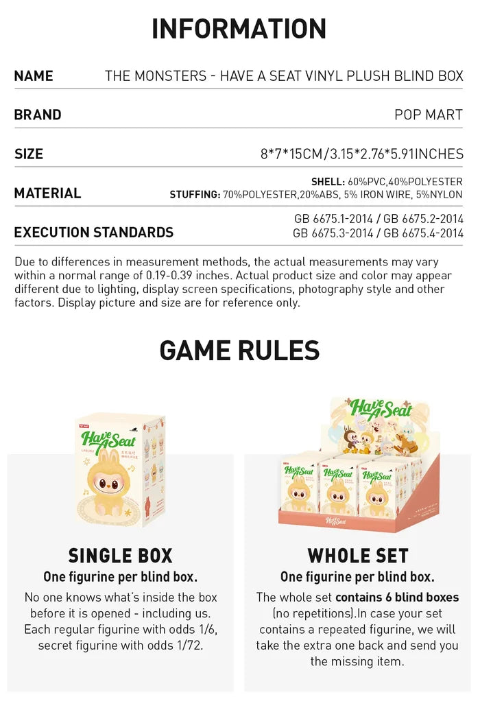 Pop Mart Labubu Have a Seat Blind Box