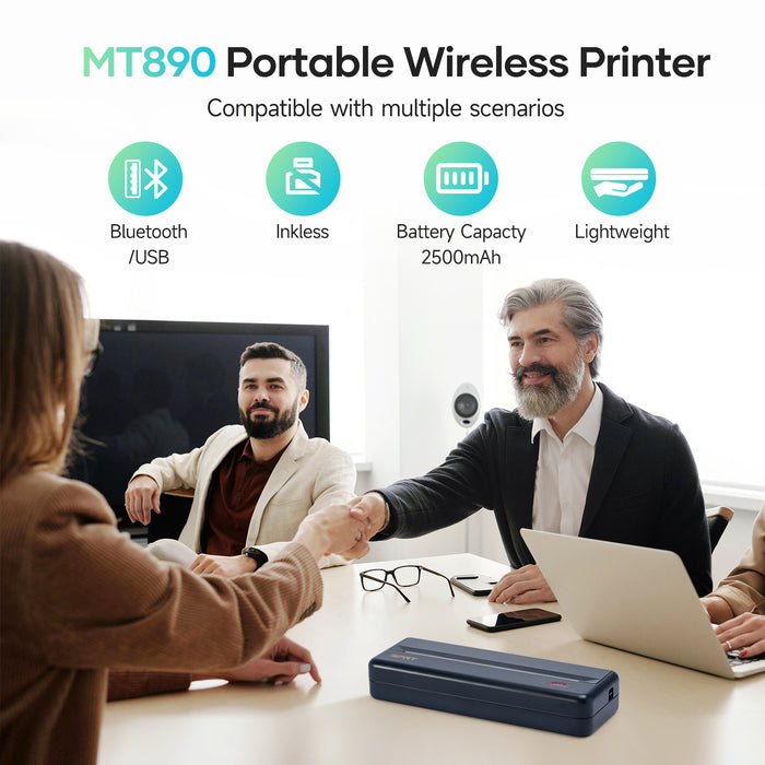 Portable Wireless Printer - with Thermal A4 Paper iDPRT MT890