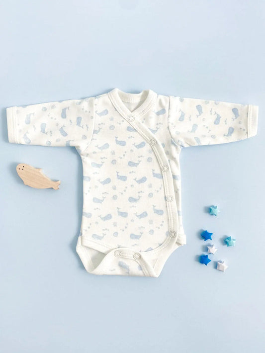 Premature Baby Bodysuit, Ocean Blue, Premium 100% Organic Cotton Bodysuit / Vest Tiny & Small