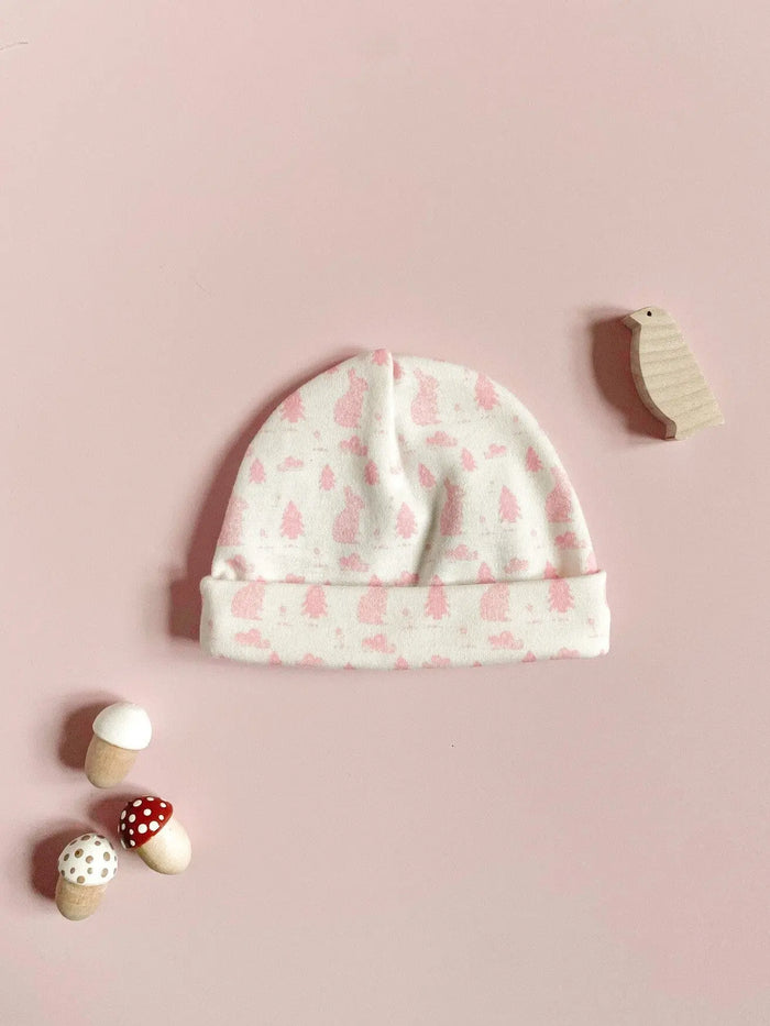 Round Prem Hat, Bunny Meadow, Premium 100% Organic Cotton Hat Tiny & Small