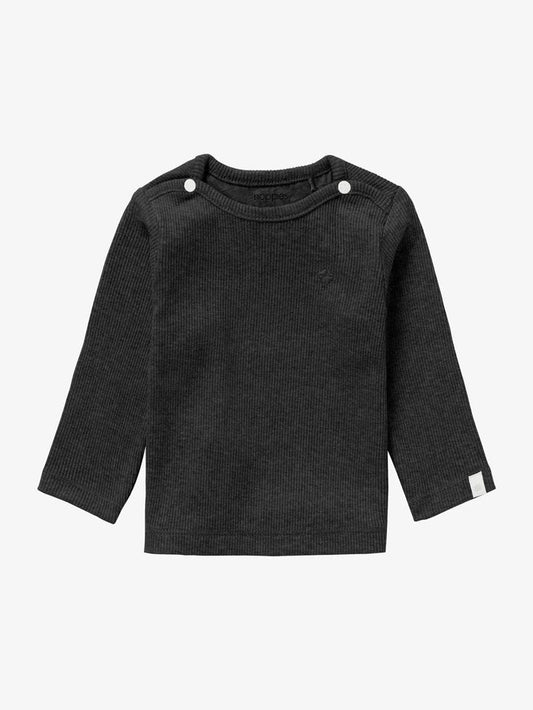 Premium Organic Ribbed Top - Dark Grey Top / T-shirt Noppies