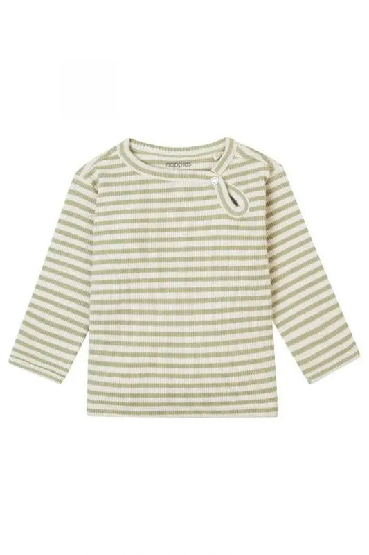 Premium Organic Ribbed Top - Moss Stripe (4-7lbs) Top / T-shirt Noppies