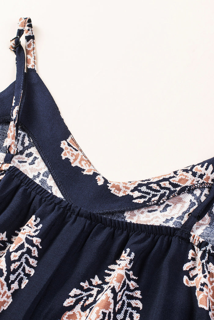 Printed V-Neck Sleeveless Viscose Jumpsuit