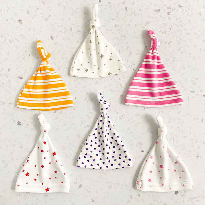 Purple Heart & Pink Star Knotted Prem Baby Hat Set Hat Little Mouse Baby Clothing & Gifts