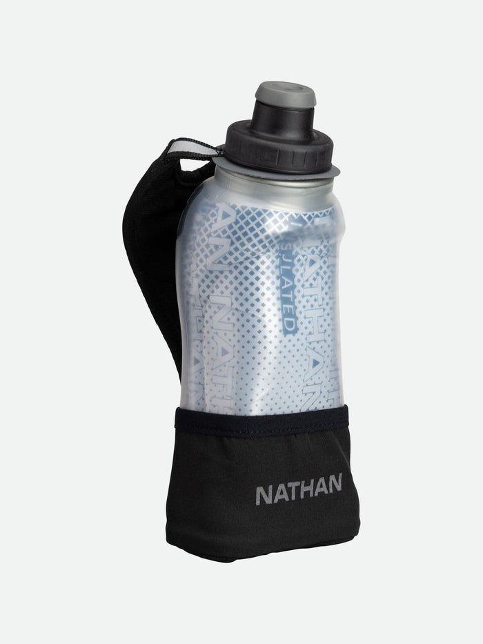 color:Black/Marine Blue||view:SKU Image Primary||seo:NATHAN QuickSqueeze Lite 12oz Insulated Handheld - Black/Blue Marine - Front of Handheld