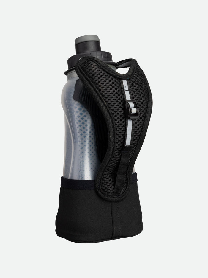 color:Black/Marine Blue||seo:NATHAN QuickSqueeze Lite 12oz Insulated Handheld - Black/Blue Marine - Back of Handheld with Strap