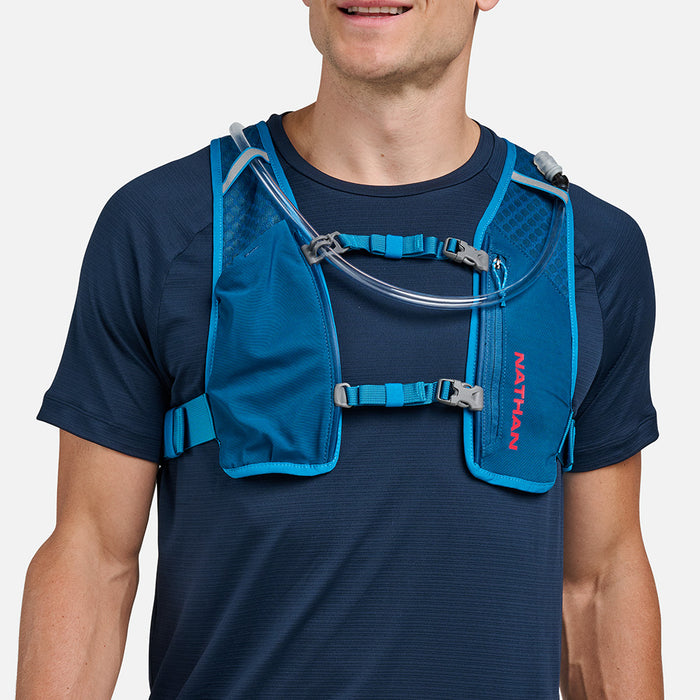 color:Sailor Blue/Ribbon Red||seo:Nathan QuickStart 3.0 3 Liter Hydration Pack - Sailor Blue/Ribbon Red - On Model - Model Showing Front of Vest