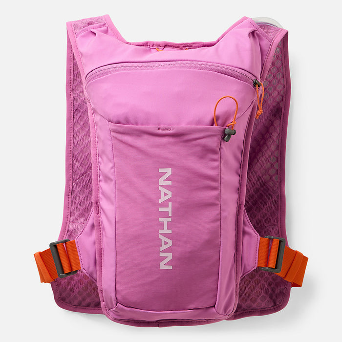 color:Fuchsia/Orange Blaze||view:sku image back||seo:Nathan QuickStart 3.0 4 Liter Hydration Pack - Fuchsia/Orange Blaze - Back View