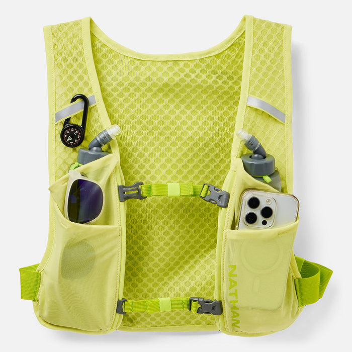 color:Light Lime/Finish Lime||seo:Nathan QuickStart 3.0 6 Liter Hydration Pack - Light Lime/Finish Lime - Multiple Front Pockets for Storage of Sunglasses, Cell Phone or Compass