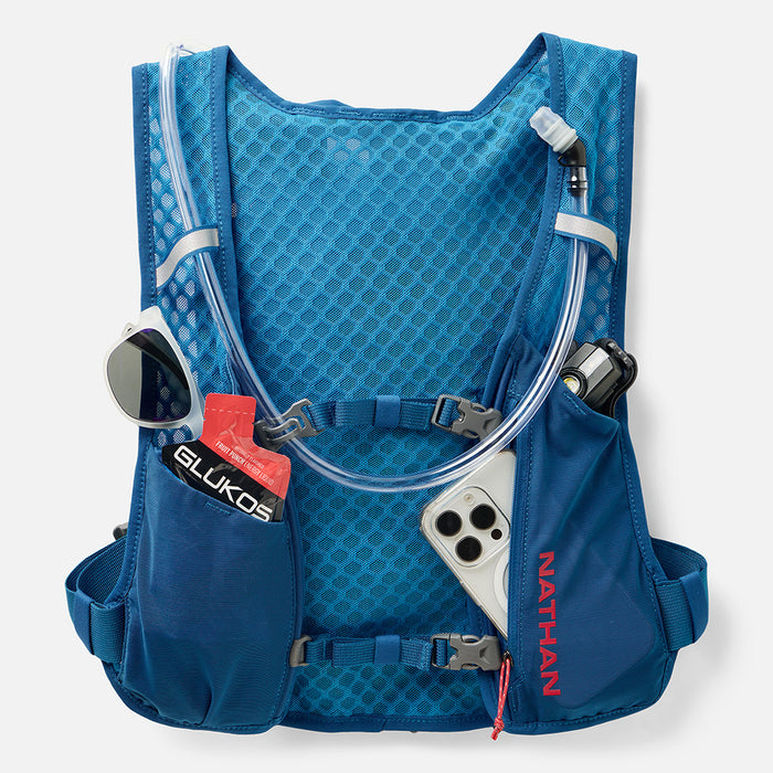 color:Electric Blue/Ribbon Red||seo:Nathan QuickStart 3.0 6 Liter Hydration Pack - Electric Blue/Ribbon Red - Multiple Front Pockets for Storage of Sunglasses, Energy Gels, Cell Phone or Headlamps