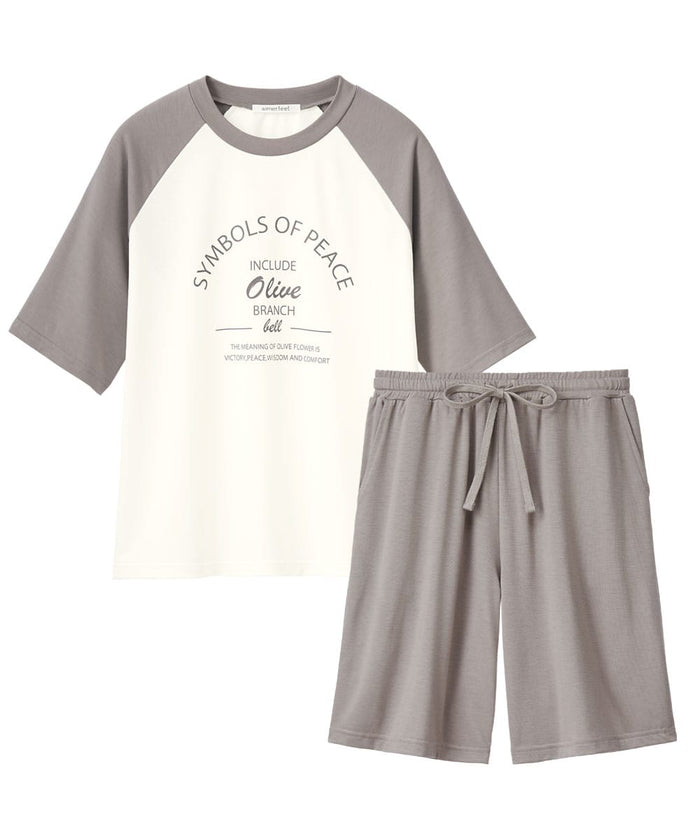 Raglan & Logo Short Sleeve Top and Bottom Set