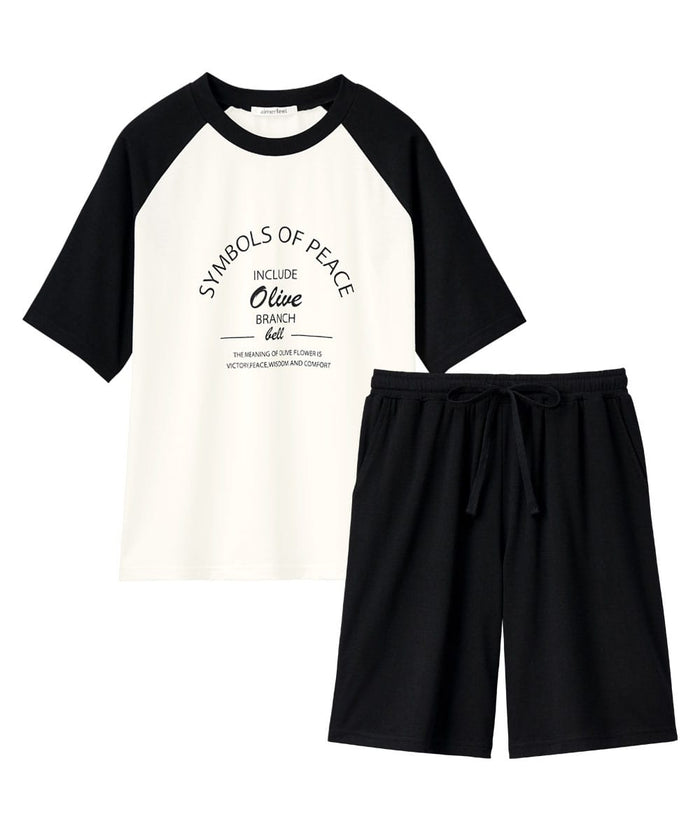 Raglan & Logo Short Sleeve Top and Bottom Set