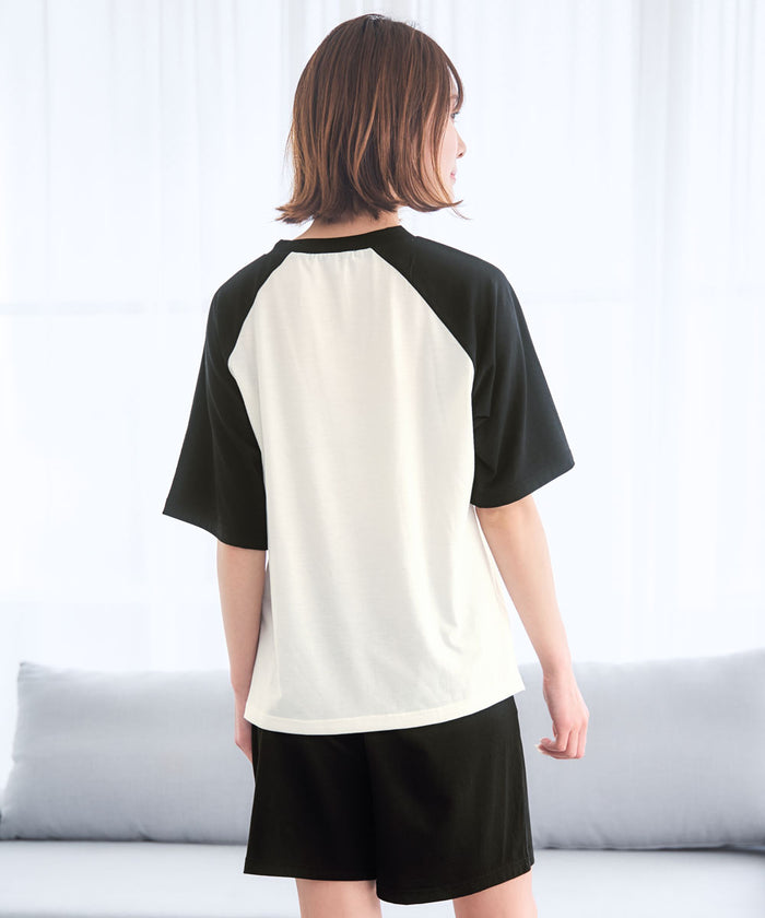 Raglan & Logo Short Sleeve Top and Bottom Set