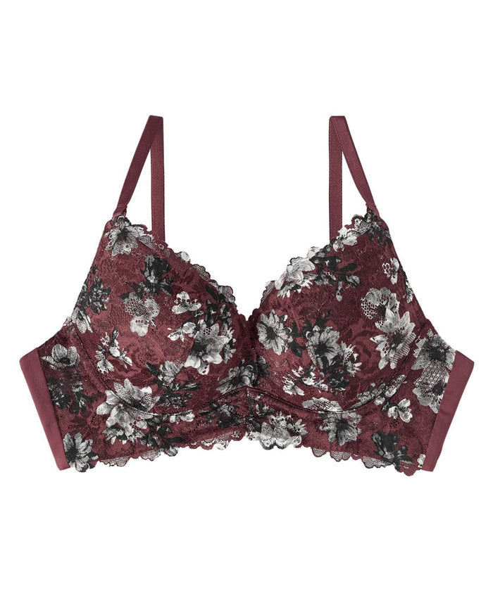 Raku Monochrome Flower Comfort Push-Up Bra