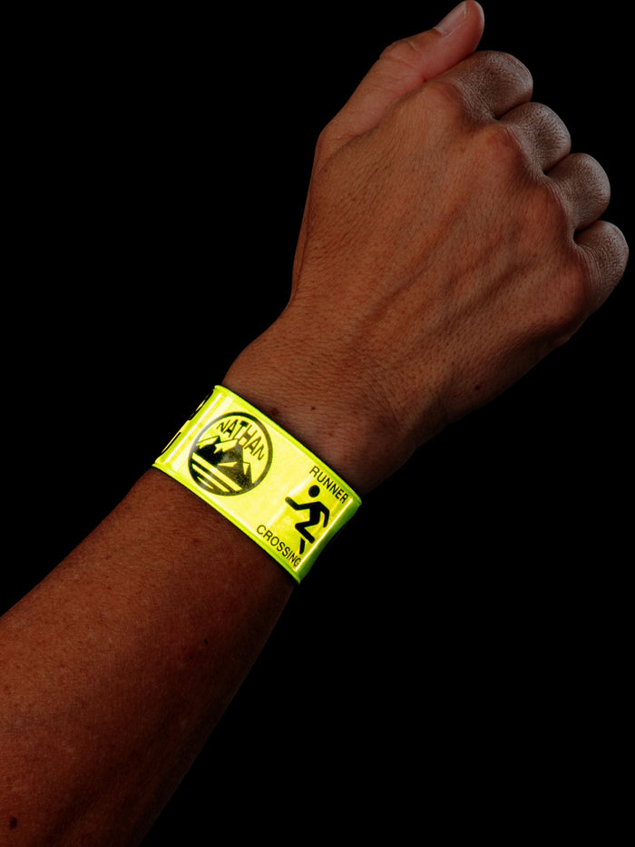 color:Inspired/Hi-Viz Yellow||seo:Nathan Reflex Slap Bands - 2 Pack - Hi-Viz Yellow - On Model - Reflective View